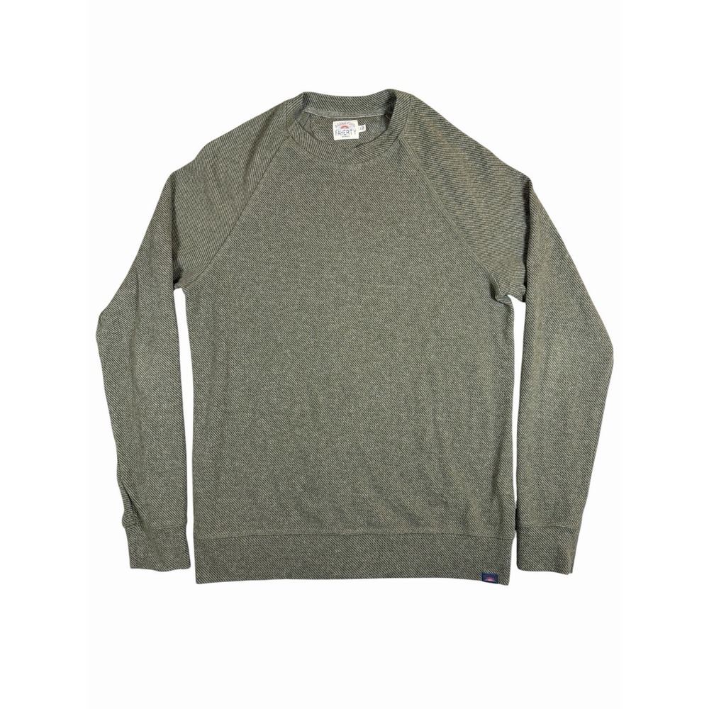 Faherty Brand Textured Crewneck Sweater Mens Small Green Pullover Soft Türkiye